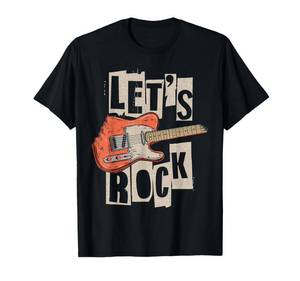 lot 1537 image: Lets Rock Electric Guitar Music Lover Band Guitarist Retro T-Shirt 2T