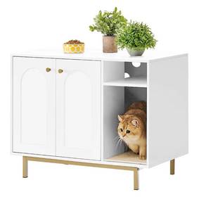 lot 1549 image: Cat Litter Box Enclosure, Hidden Litter Box Furniture with Storage