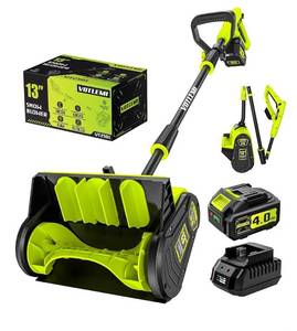lot 1555 image: Cordless Snow Shovel, 13 Inch Electric Snow Shovel with Directional Plate, Brushless Cordless Snow Blower for Pathway, Patio, Deck, Driveway, Green