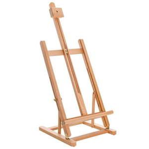 lot 1557 image: U.S. Art Supply 38  High Tabletop Wooden H-Frame Studio Easel - Artists Adjustable Beechwood Painting Display Easel  22