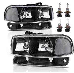 lot 1562 image: Headlight Assembly Front Lamp Compatible with 1999-2006 GMC Sierra 1500 2500, 2000-2006 GMC Yukon Headlamp