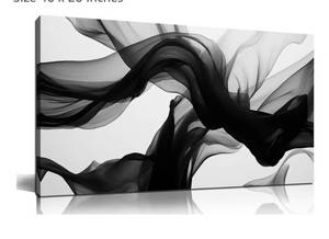 lot 1572 image: DNIEOTU Abstract Wall Art for Living Room, Black White and Gray Canvas Wall-Decor for Bedroom, Modern Minimalist Picture Prints for Hallway Office, Size 40 x 20 Inches