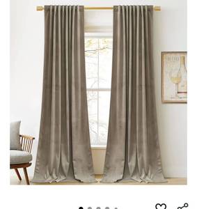 lot 1609 image: StangH Luxury Camel Beige Velvet Curtains 96 inches Long - Super Soft Velvet Drapes Heat & Light Blocking Thermal Insulated Window Treatment for BedroomSliding Glass Door, W52 x L96, 2 Panels