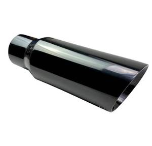 lot 1626 image: RCCT 3 Inlet x 4 Outlet Black Chrome Exhaust Tip Double Wall, Angled Cut Stainless Steel, Weld-On 12 Tip (Inlet 3(Outlet 4In))