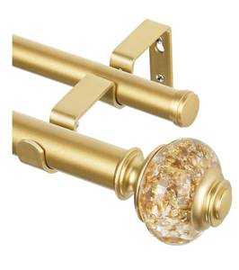 lot 1637 image: 1 Inch Luxury Gold Double Curtain Rods for Windows 66 to 120 Inches(5.5-10ft),