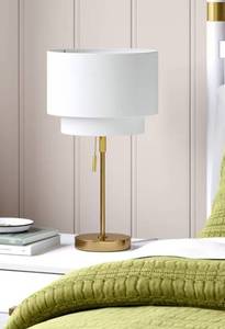 lot 1640 image: Double Shade Knurled Collection Table Lamp Gold - Threshold