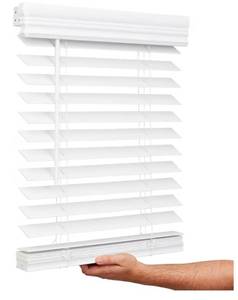 lot 1646 image: Lotus & Windoware Cordless, 2 Inch Faux Wood Blind, Window Blinds, Blinds & Shades, Blinds for Indoor Windows, Embossed, 48 x 54, Bright White
