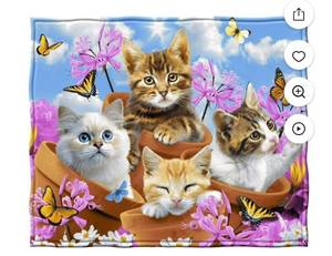 lot 1689 image: Dawhud Direct  Fleece Throw Blanket By Howard Robinson Garden Wonder Kittens 50�60