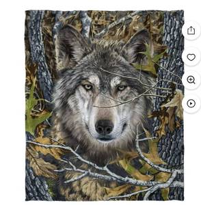 lot 1690 image: Dawhud Direct  Super Soft Plush Fleece Throw Blanket Camo Wolf 50�60