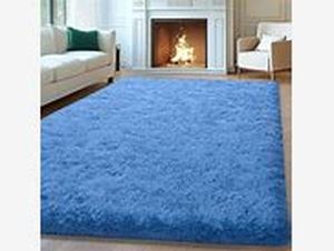 lot 1644 image: Blue  Fluffy Washable area rug 8x10