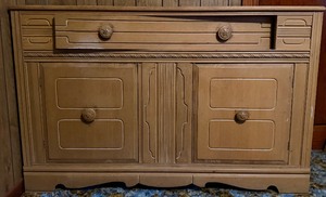 lot 18 image: Vintage Wooden SideboardBuffet with Drawer and Double Doors  Classic Carved Design