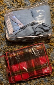 lot 11 image: Vintage Blanket Lot  Campbell Plaid & Blue Blanket