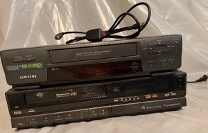 lot 63 image: Vintage Samsung & Panasonic VHS VCR Players Lot