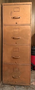 lot 61 image: Vintage 4-Drawer Metal Filing Cabinet  Industrial Office Storage