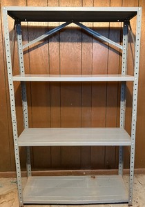 lot 60 image: Vintage Metal Shelving Unit  4-Tier Adjustable Storage Rack