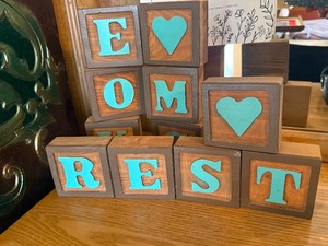 lot 82 image: Farmhouse Style Wooden Letter Blocks �� Create Your Own Words