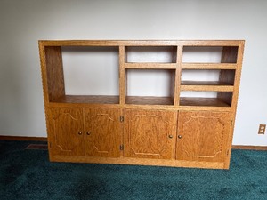 Oak finish entertainment center