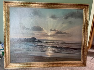 Large Framed Coastal Seascape Print “Twilight Surf” After Pete Ellenshaw