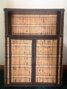lot 46 image: Bamboo & Wicker Storage Cabinet  Accent Shelf