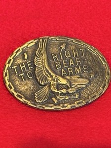 lot 68 image: Vintage Brass Tone The Right To Bear Arms  Eagle Belt Buckle