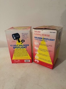 lot 102 image: Pair of 12 Volt Halogen Spotlights  500,000 Candle Power