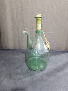 lot 3577 image: Italian Green Glass Wine Decanter Ice Chiller Pocket