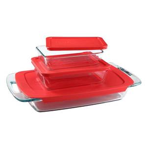 lot 3591 image: Pyrex Easy Grab Bake & Store Glass Storage Value Pack  6-Piece