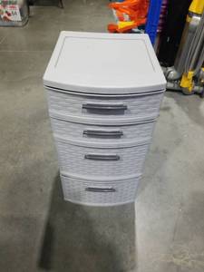 lot 3603 image: Grey Plastic 4-Drawer Storage Tower Unit