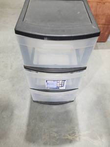 lot 3605 image: Sterilite Storage Drawer  3 Drawer Slim Plastic Storage Cart with Clear Pull Out Drawers  Black