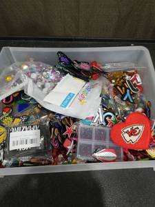lot 3635 image: Mixed Craft Supply Collection with Patches and Beads
