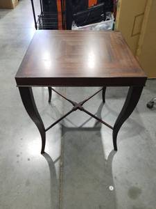 lot 3646 image: Ethan Allen Wood Square End Table with Geometric Inlay Pattern