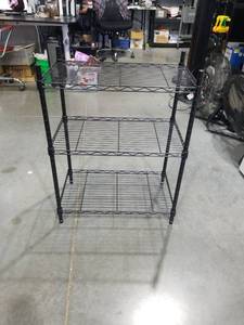 lot 3649 image: Small Black Metal Wire 3-Tier Shelving Rack