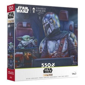 lot 3675 image: 550PC Thomas Kinkade Mandalorian Two for the Road Jigsaw Puzzle