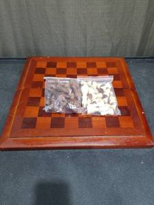 lot 3688 image: Wooden Chess Set with Board and Complete Piece Set