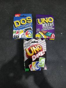 lot 3701 image: UNO Card Game Bundle - DOS, UNO Flip, and UNO Dare