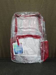 lot 3703 image: Clear  Backpack with Red Trim