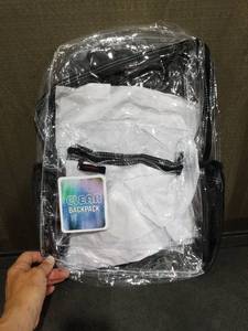 lot 3707 image: Clear Transparent Backpack with Black Straps