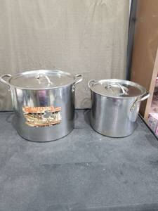 lot 3708 image: Stainless Steel Stock Pot Set with Lids