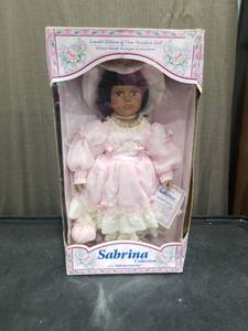 lot 3709 image: Sabrina Collection Limited Edition Porcelain Doll in Pink Dress