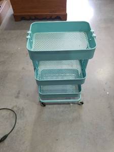 lot 3728 image: 3-Tier Rolling Storage Cart with Mesh Baskets