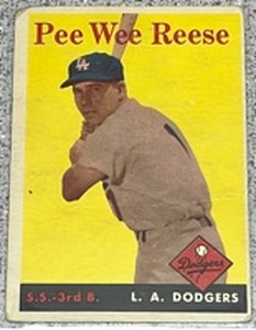 lot 102 image: 1958 Topps Baseball Card #375 - Pee Wee Reese Los Angeles Dodgers