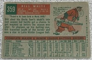 1959 Topps Baseball Card #359 - Bill White San Francisco Giants