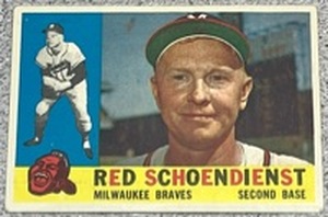 lot 107 image: 1960 Topps Baseball Card #335 - Red Schoendienst Milwaukee Braves