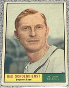 lot 111 image: 1961 Topps Baseball Card #505 -Red Schoendienst St. Louis Cardinals