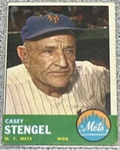 lot 119 image: 1963 Topps Baseball Card #233 - Casey Stengel New York Mets Manager