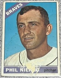 lot 128 image: 1966 Topps Baseball Card #28 - Phil Niekro Atlanta Braves