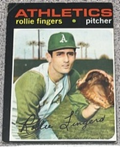 lot 142 image: 1971 Topps Baseball Card #384 - Rollie Fingers Oakland Athletics