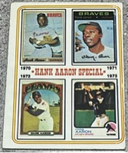 lot 153 image: 1974 Topps Baseball Card #6 - Hank Aaron Special