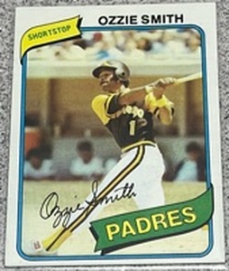 lot 173 image: 1980 Topps Baseball Card #393 - Ozzie Smith San Diego Padres