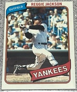 lot 176 image: 1980 Topps Baseball Card #600 - Reggie Jackson New York Yankees